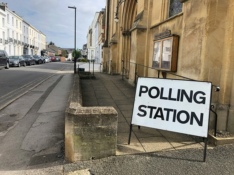 A sign outside a polling station