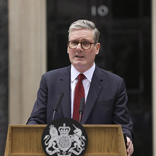 Sir Keir Starmer standing outside number 10 Downing Street